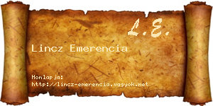 Lincz Emerencia névjegykártya